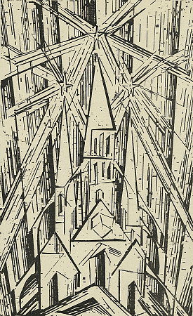Lyonel Feininger (Illustration), Walter Gropius (Author) / Manifesto and programme of the State Bauhaus, April 1919, with illustration “Cathedral” illustration by Lyonel Feininger, 1919 / Bauhaus-Archiv Berlin / © VG Bild-Kunst Bonn