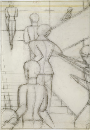 Oskar Schlemmer, Bauhaus-Treppe (Maßiden-tische Werkzeichnung für das gleichnamige Gemälde im Museum of Modern Art New York), 1932 / Bauhaus-Archiv Berlin, Foto: Gunter Lepkowski