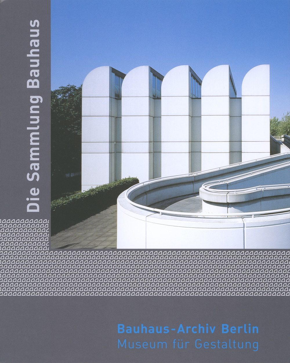 Bauhaus Archive Berlin: modern building with curved architecture and vertical windows. Museum of Design.