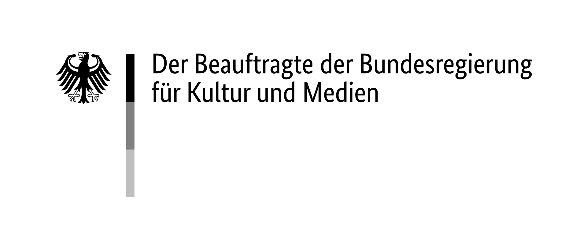 Logo und Schriftzug des Bundesbeauftragten für Kultur und Medien in Schwarz auf Weiß.