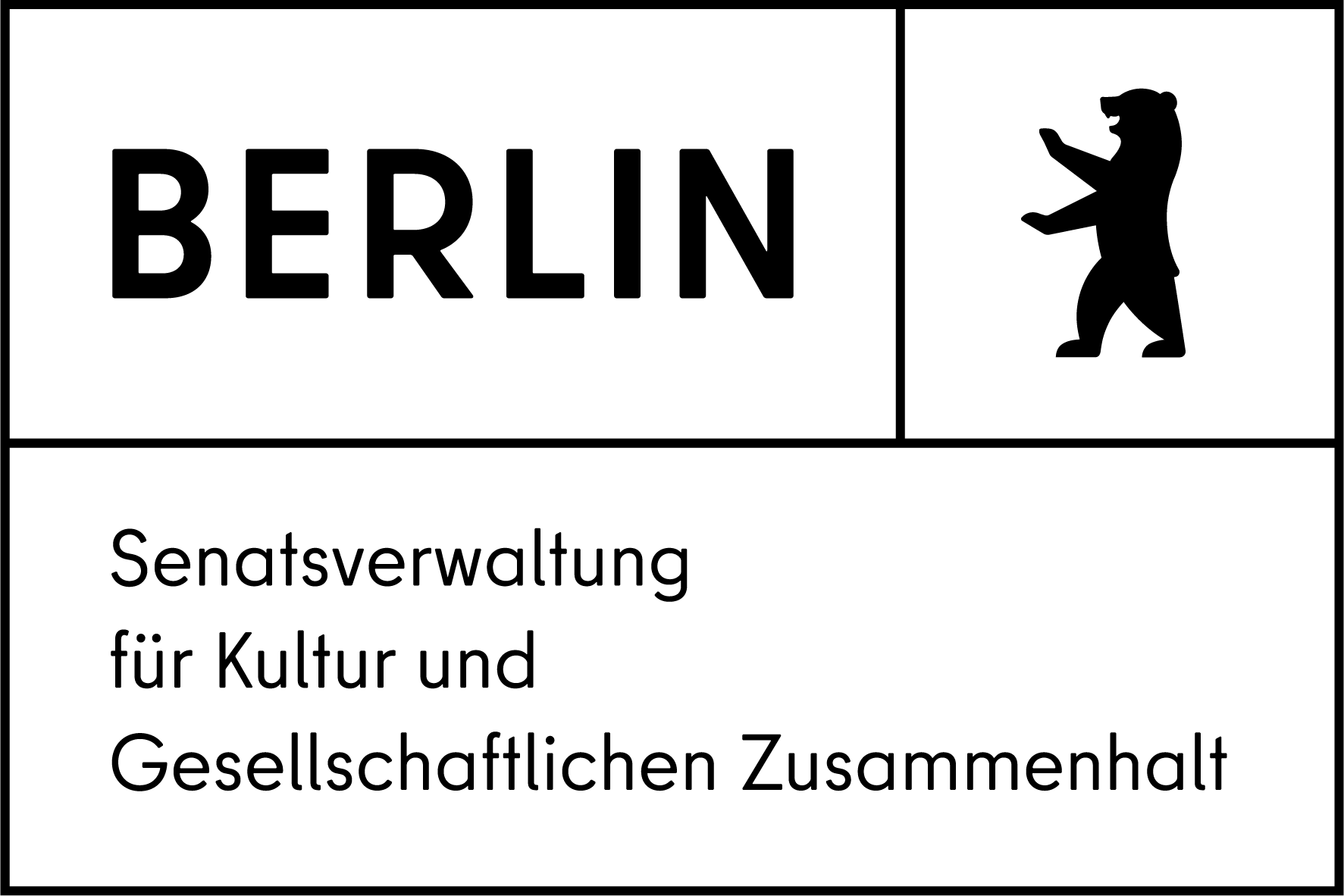 Logo of the Senate Department for Culture and Social Cohesion in Berlin with a bear symbol.
